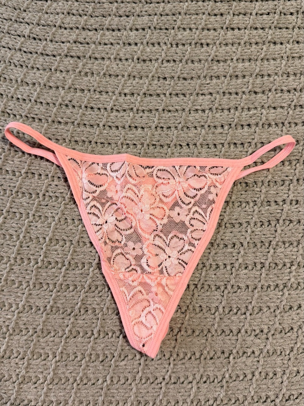 Sheer Floral Lace G-String Panty - Pink